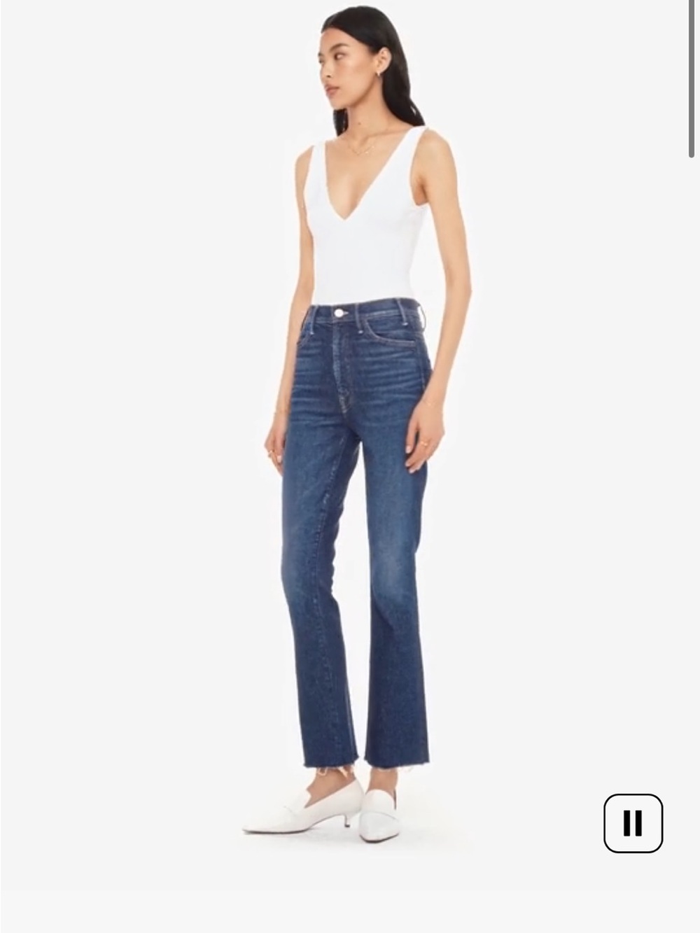 MOTHER Dark Indigo Straight-Leg High-Rise Jeans